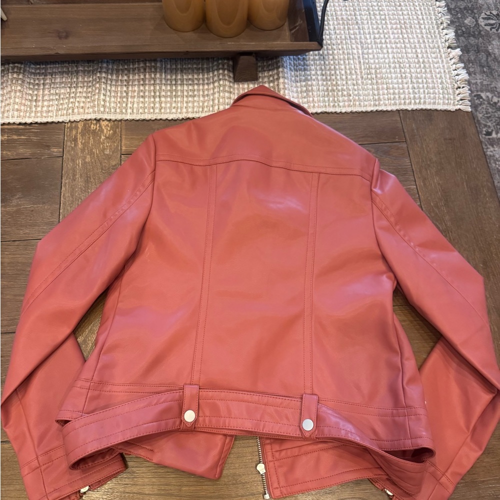 Express Women's Coral Faux Leather Moto Jacket NWOT - Picture 5 of 5